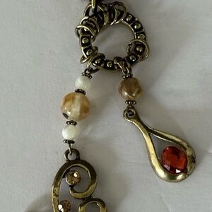 Vintage Scarf Holder Gold and Orange yellow rhinestone